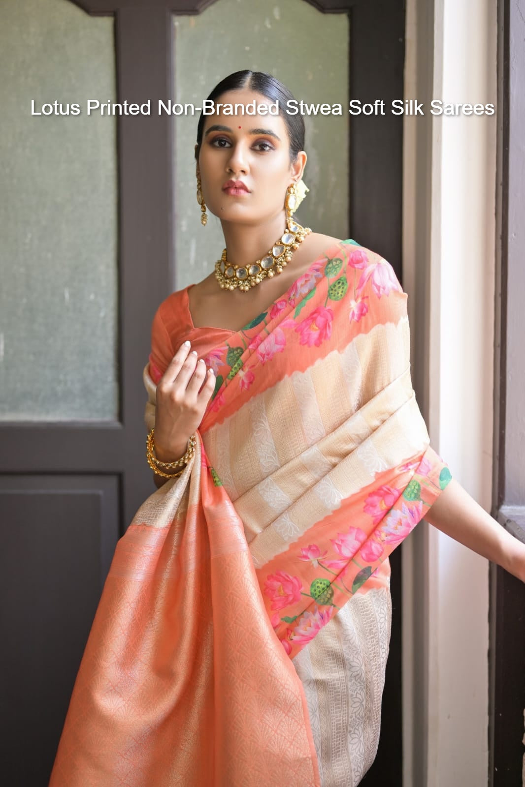 Lotus Printed Non-Branded Stwea Soft Silk Sarees