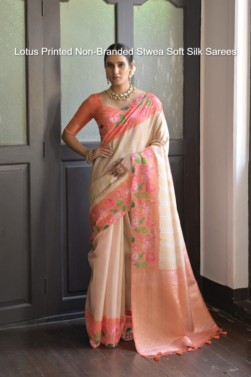 Lotus Printed Non-Branded Stwea Soft Silk Sarees
