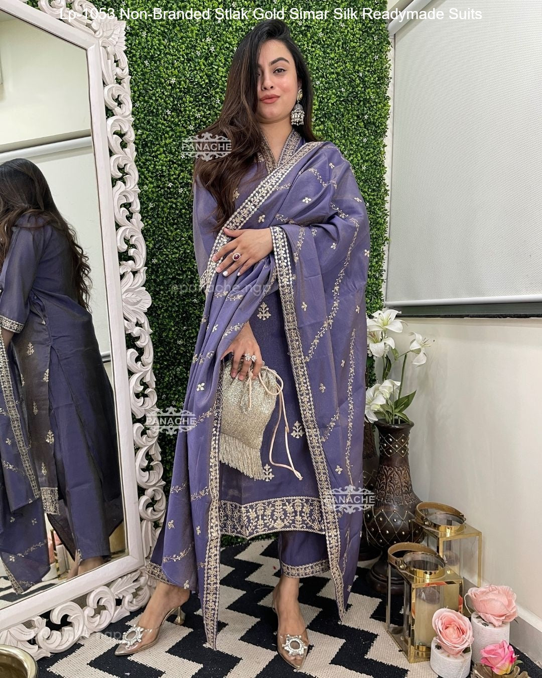 Lp-1053 Non-Branded Stlak Gold Simar Silk Readymade Suits