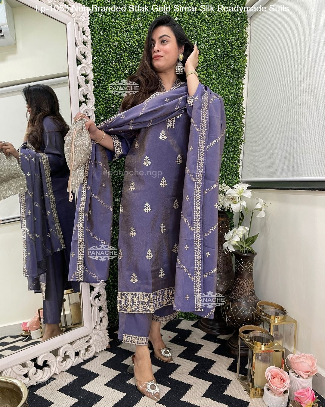 Lp-1053 Non-Branded Stlak Gold Simar Silk Readymade Suits