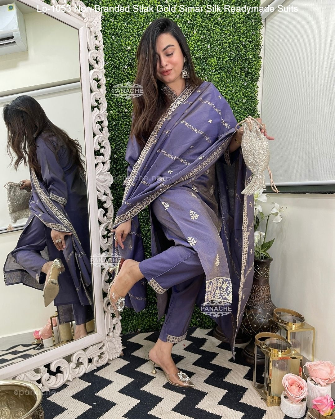 Lp-1053 Non-Branded Stlak Gold Simar Silk Readymade Suits