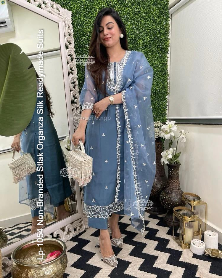 Lp-1054 Non-Branded Stlak Organza Silk Readymade Suits