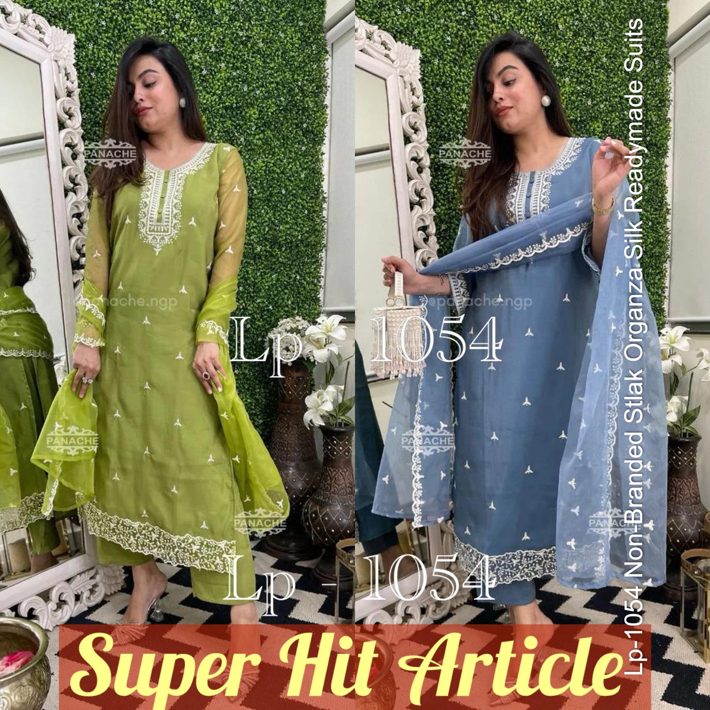 Lp-1054 Non-Branded Stlak Organza Silk Readymade Suits