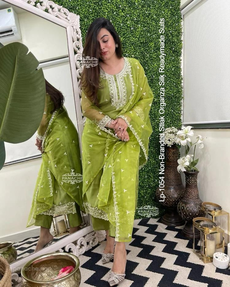 Lp-1054 Non-Branded Stlak Organza Silk Readymade Suits