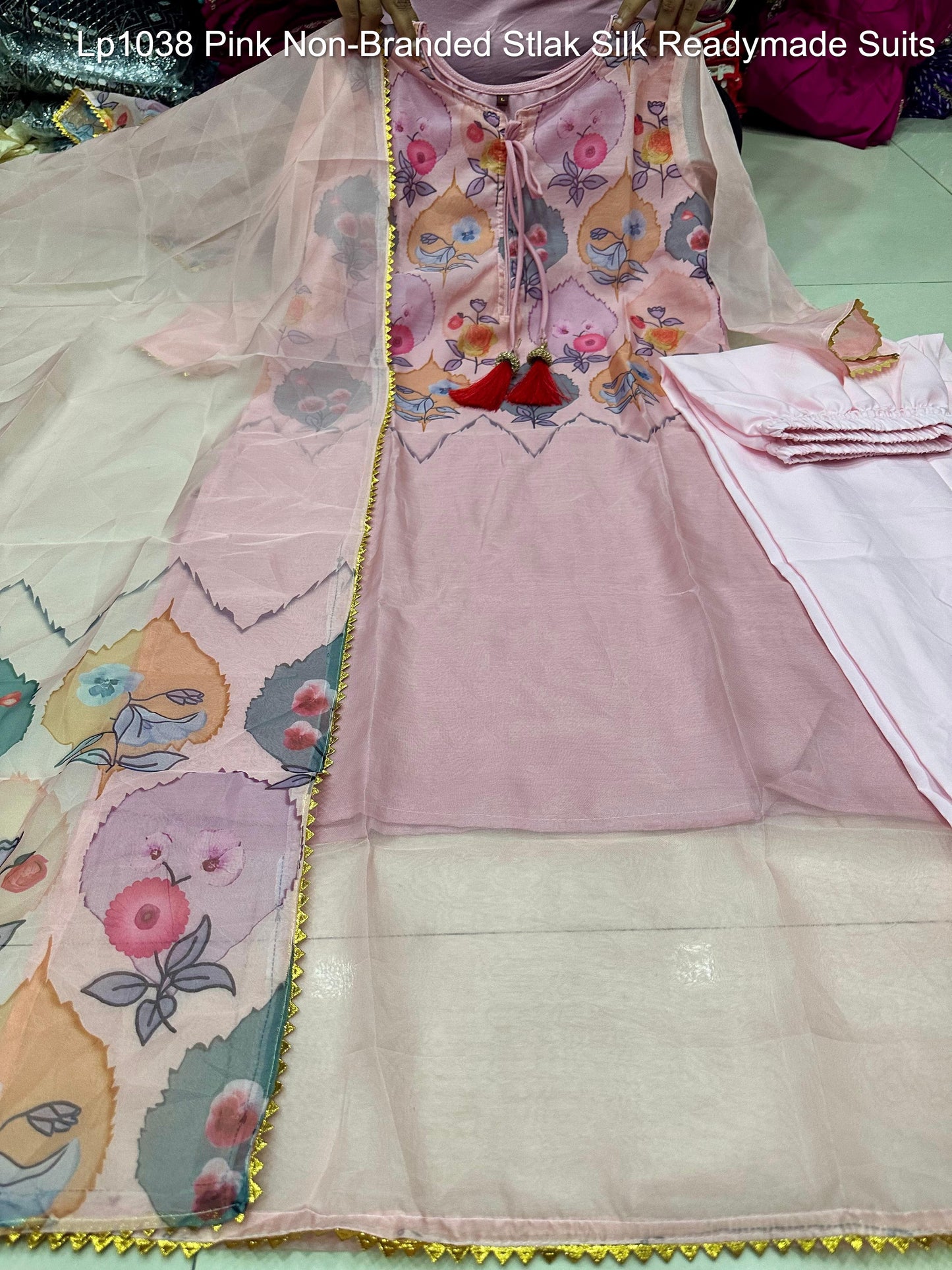 Lp1038 Pink Non-Branded Stlak Silk Readymade Suits