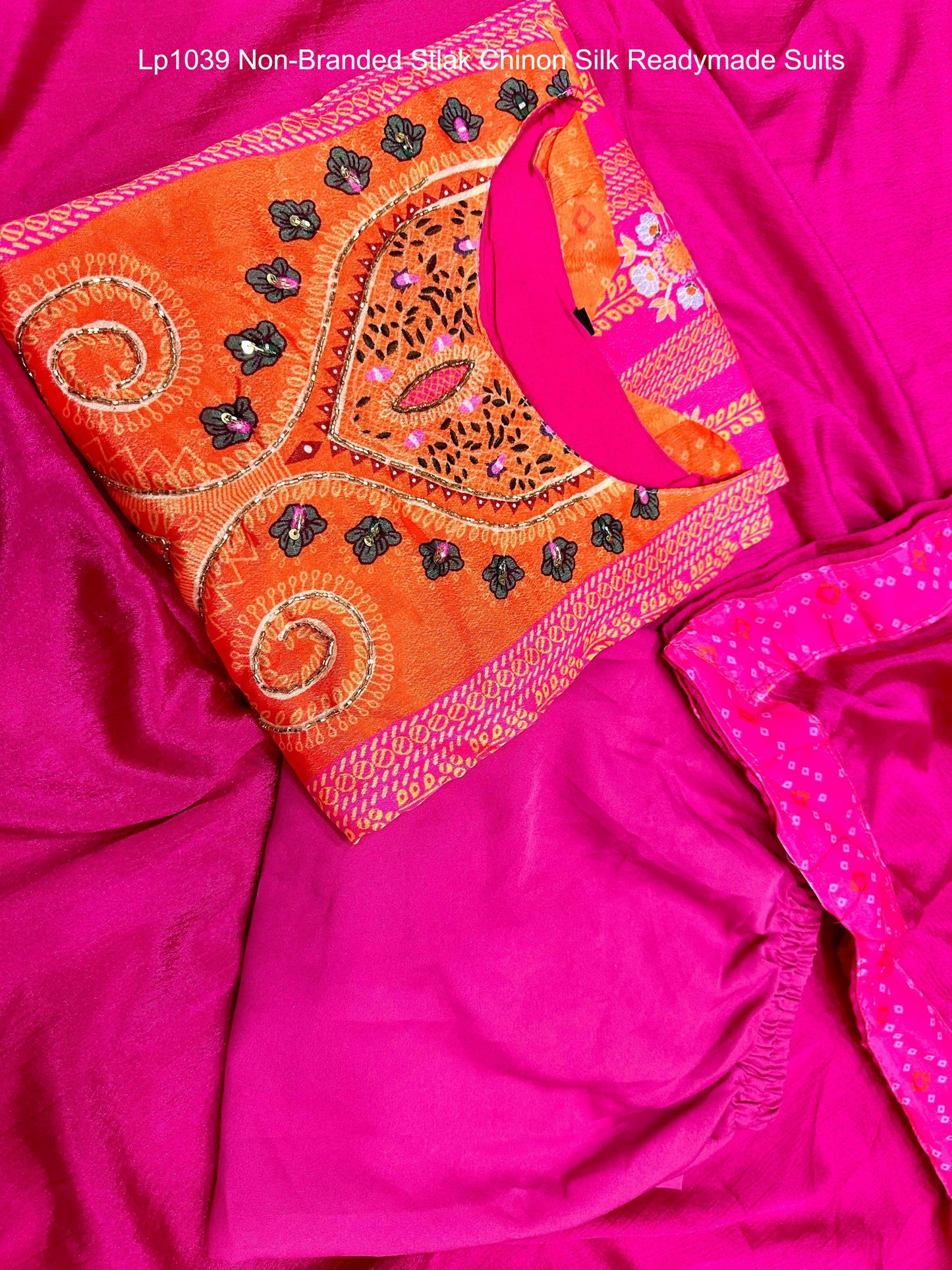 Lp1039 Non-Branded Stlak Chinon Silk Readymade Suits