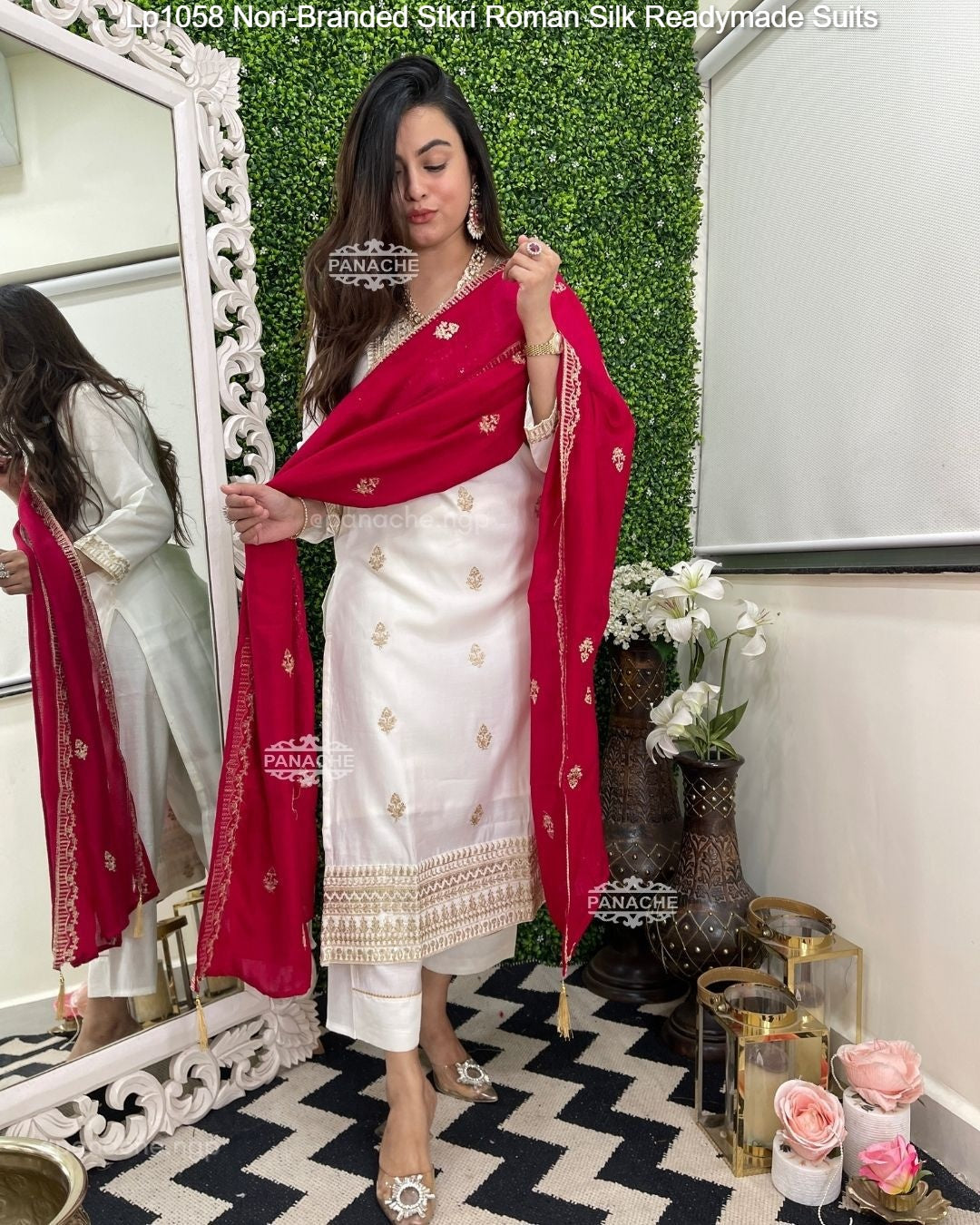 Lp1058 Non-Branded Stkri Roman Silk Readymade Suits