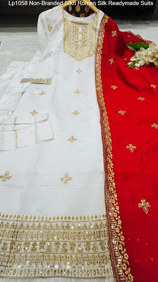 Lp1058 Non-Branded Stkri Roman Silk Readymade Suits