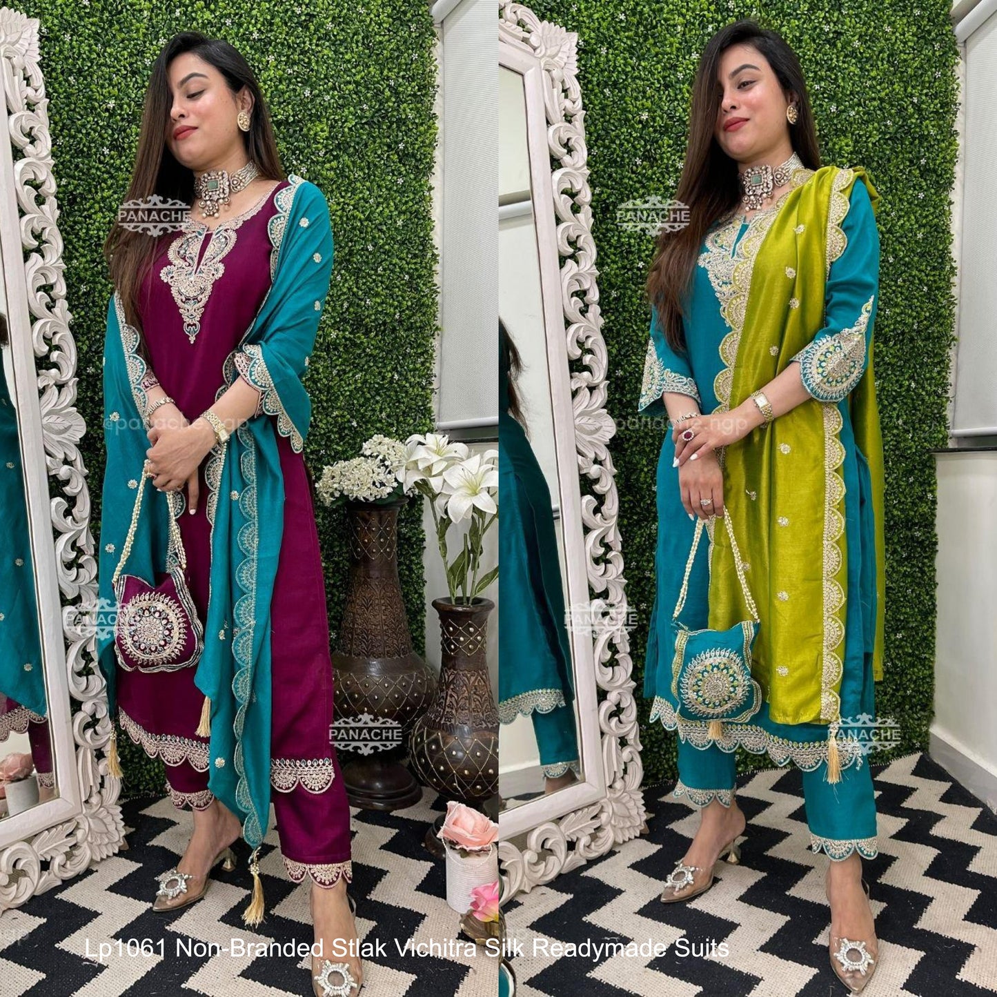 Lp1061 Non-Branded Stlak Vichitra Silk Readymade Suits