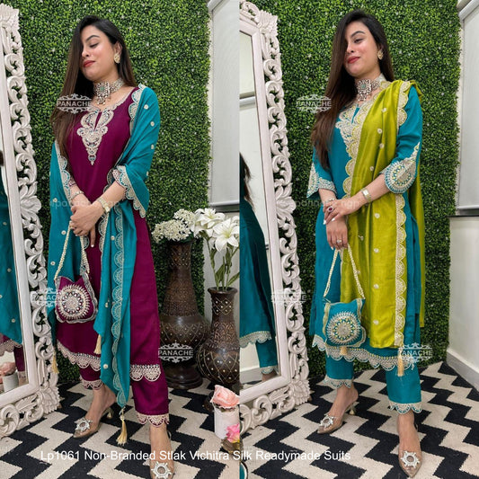 Lp1061 Non-Branded Stlak Vichitra Silk Readymade Suits