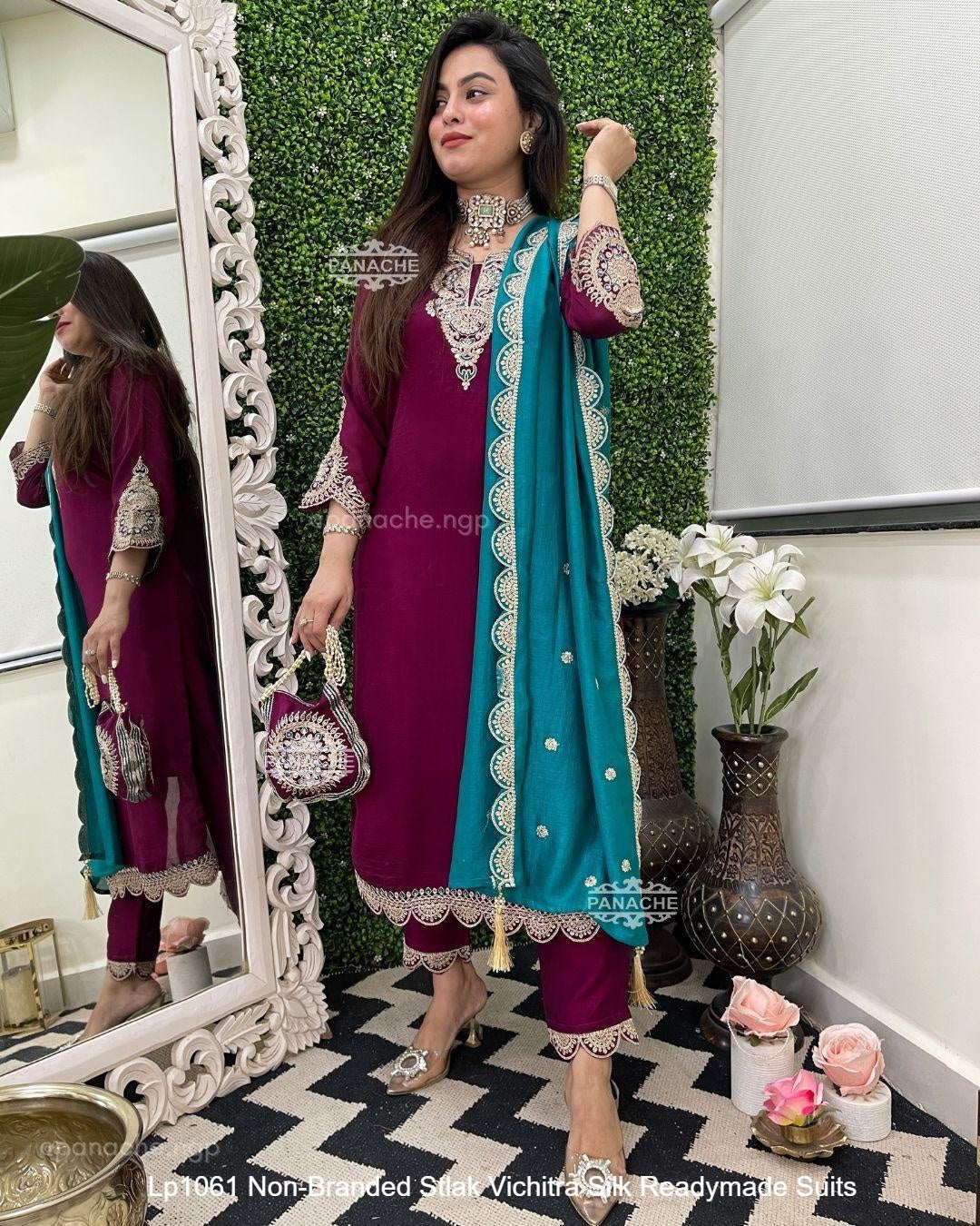 Lp1061 Non-Branded Stlak Vichitra Silk Readymade Suits