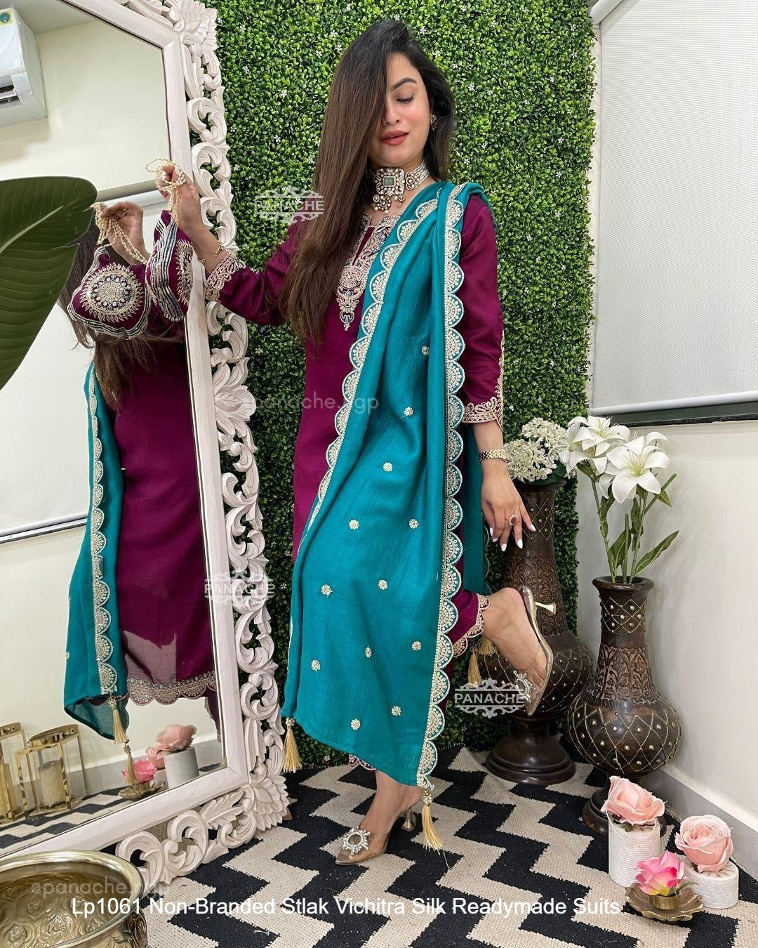 Lp1061 Non-Branded Stlak Vichitra Silk Readymade Suits