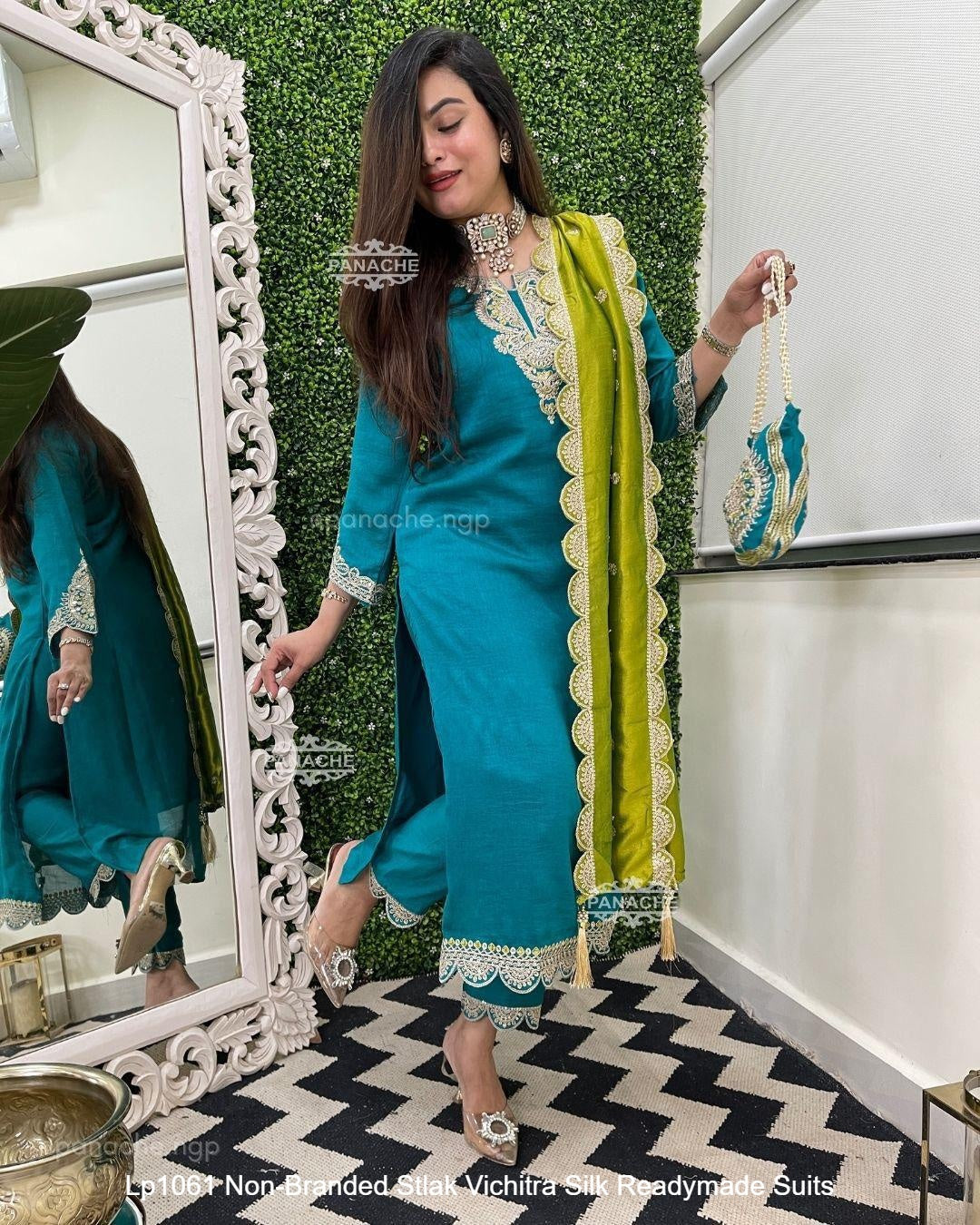 Lp1061 Non-Branded Stlak Vichitra Silk Readymade Suits