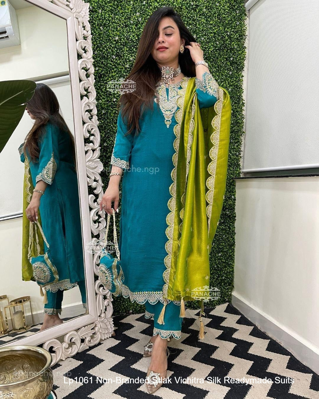 Lp1061 Non-Branded Stlak Vichitra Silk Readymade Suits