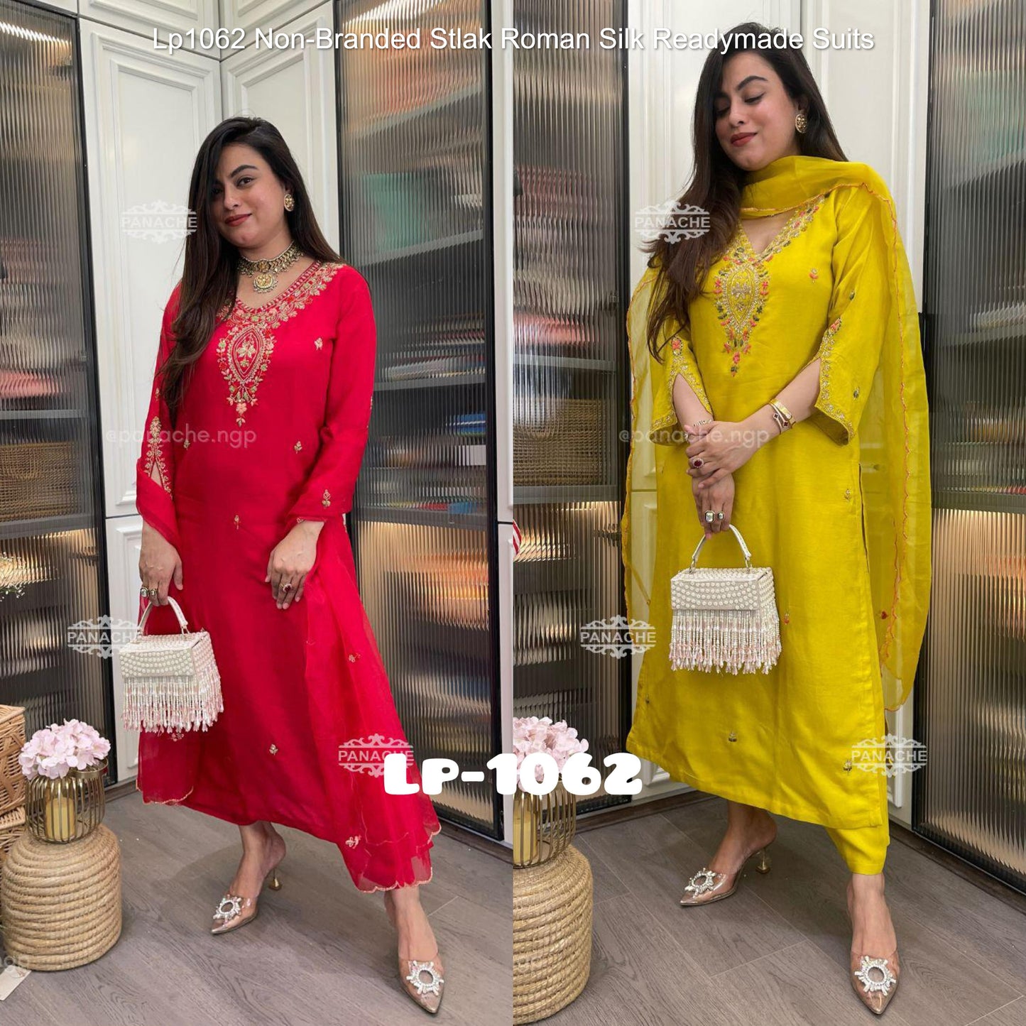 Lp1062 Non-Branded Stlak Roman Silk Readymade Suits