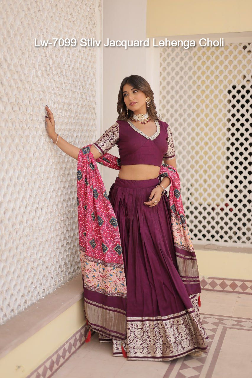 Lw-7099 Stliv Jacquard Lehenga Choli