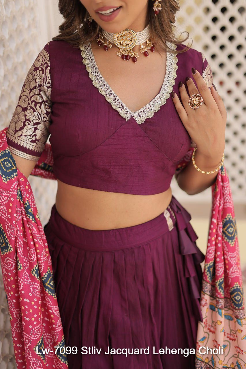 Lw-7099 Stliv Jacquard Lehenga Choli