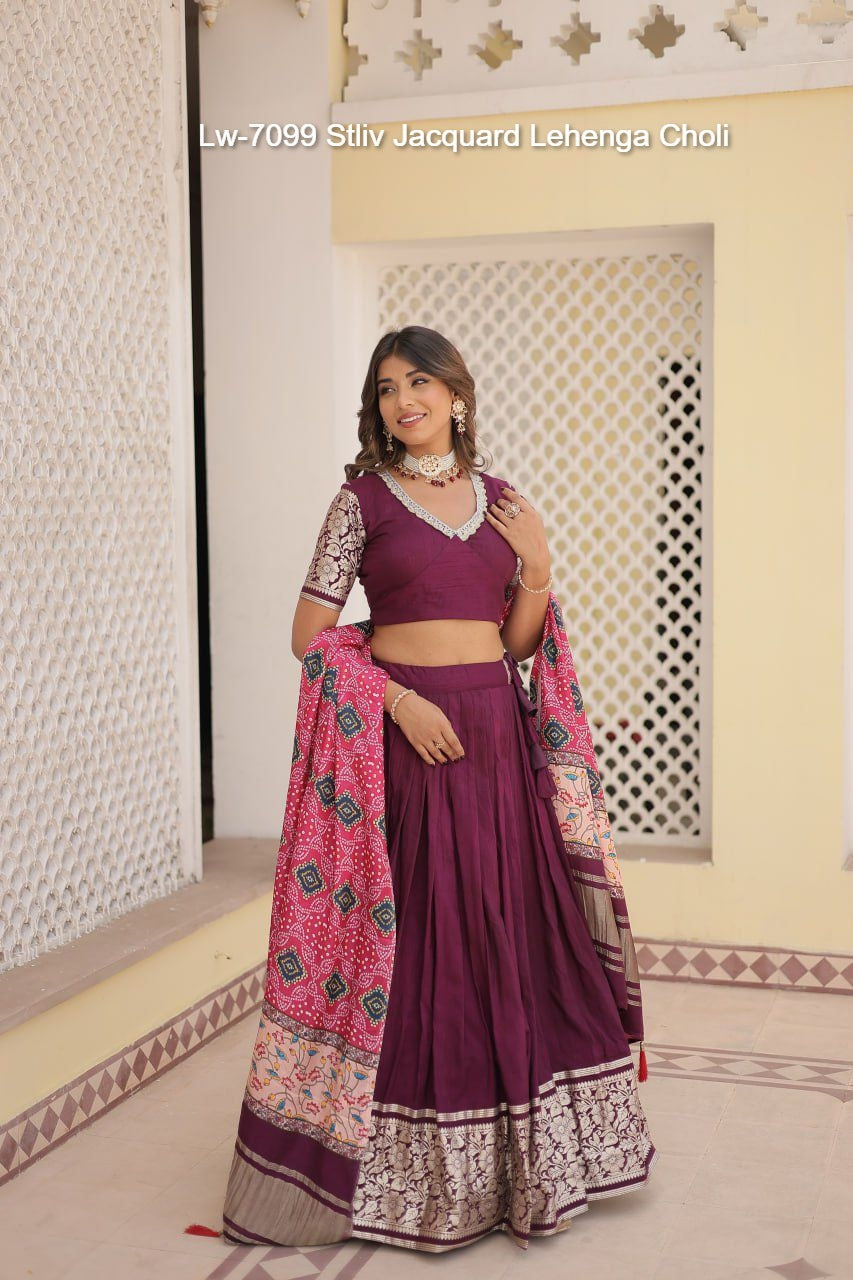 Lw-7099 Stliv Jacquard Lehenga Choli