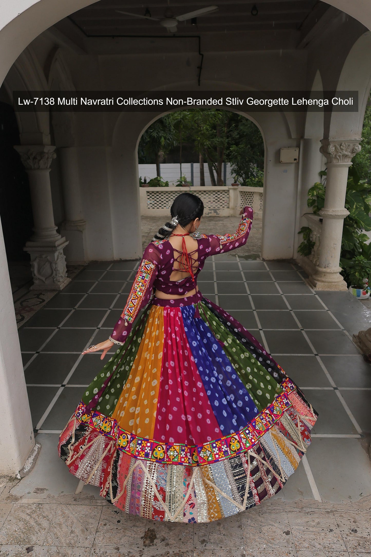 Lw-7138 Multi Navratri Collections Non-Branded Stliv Georgette Lehenga Choli