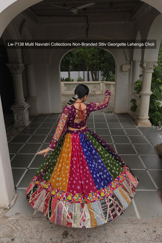 Lw-7138 Multi Navratri Collections Non-Branded Stliv Georgette Lehenga Choli