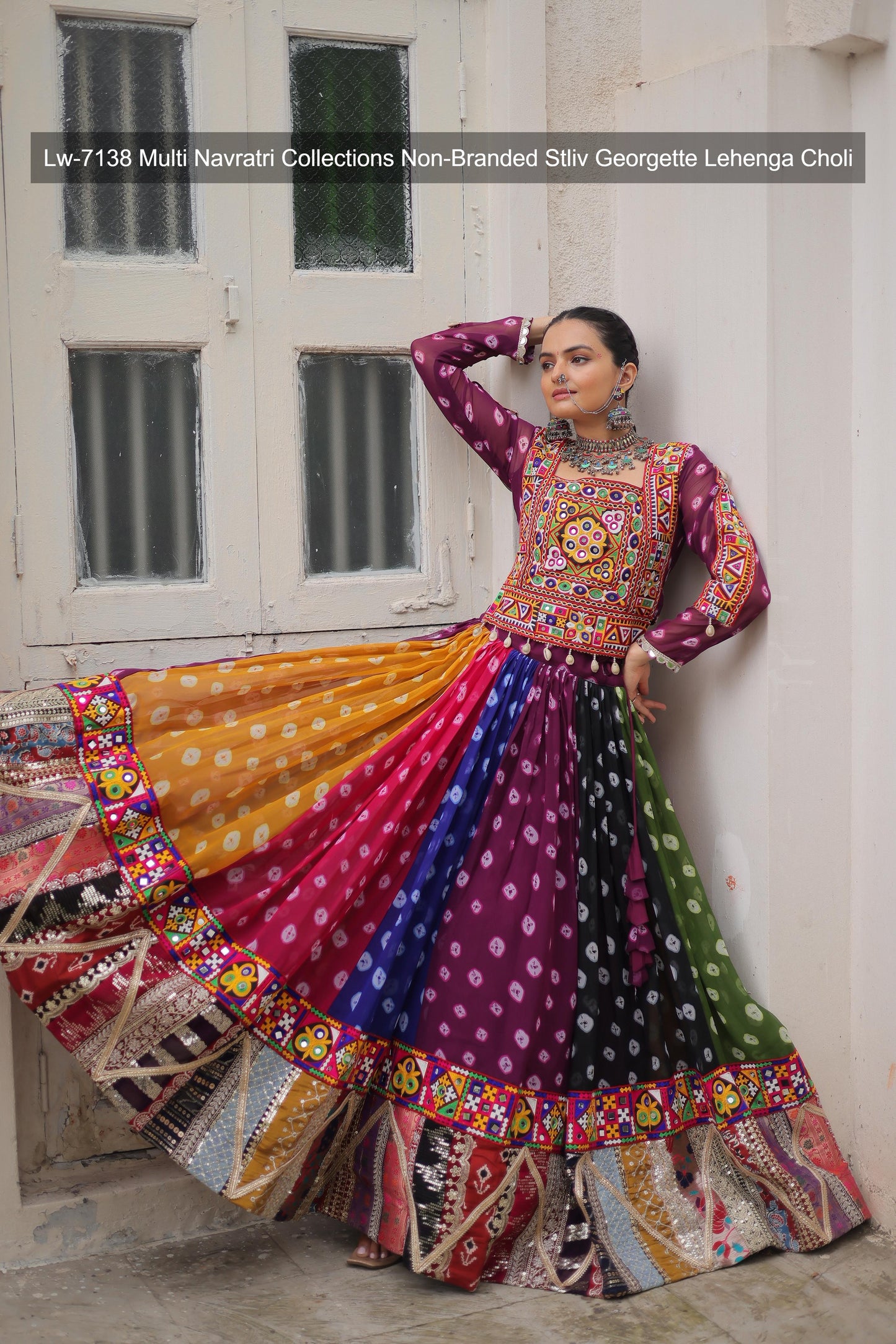Lw-7138 Multi Navratri Collections Non-Branded Stliv Georgette Lehenga Choli