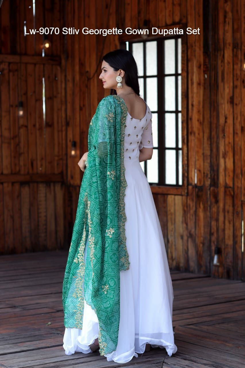 Lw-9070 Stliv Georgette Gown Dupatta Set