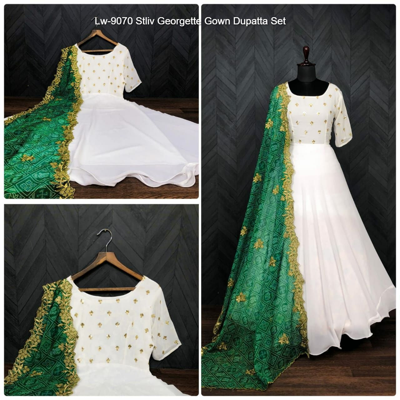 Lw-9070 Stliv Georgette Gown Dupatta Set
