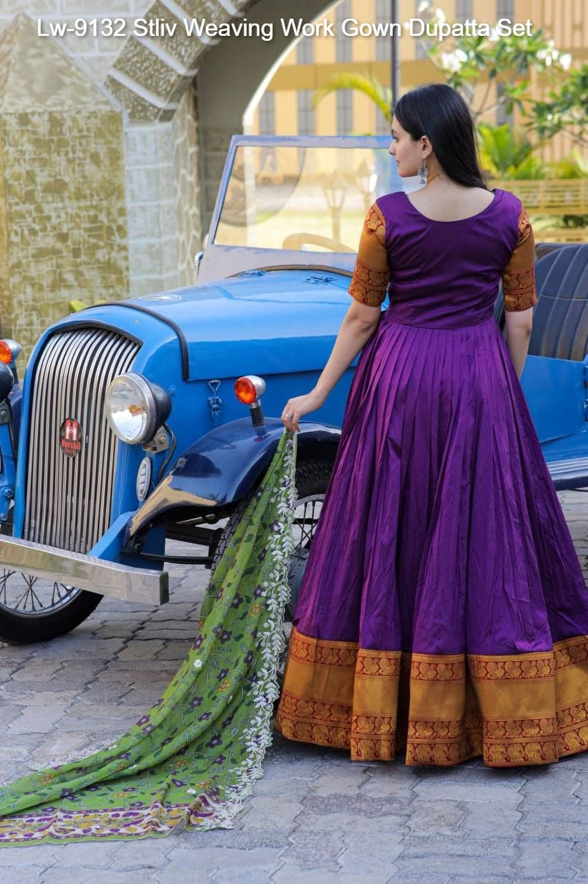 Lw-9132 Stliv Weaving Work Gown Dupatta Set