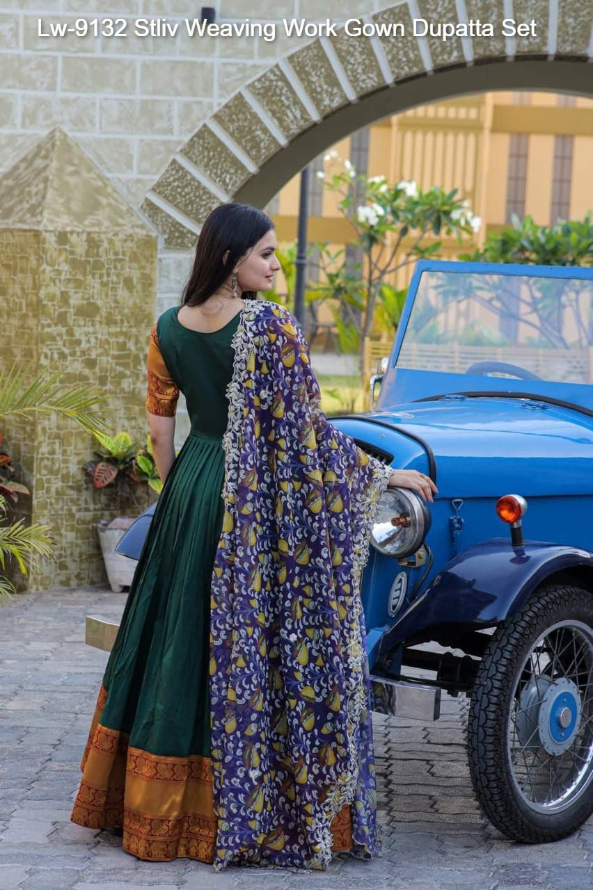 Lw-9132 Stliv Weaving Work Gown Dupatta Set