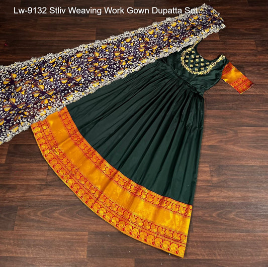 Lw-9132 Stliv Weaving Work Gown Dupatta Set
