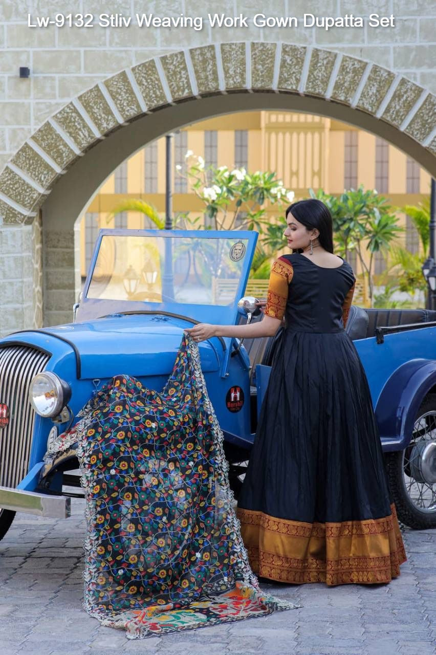 Lw-9132 Stliv Weaving Work Gown Dupatta Set