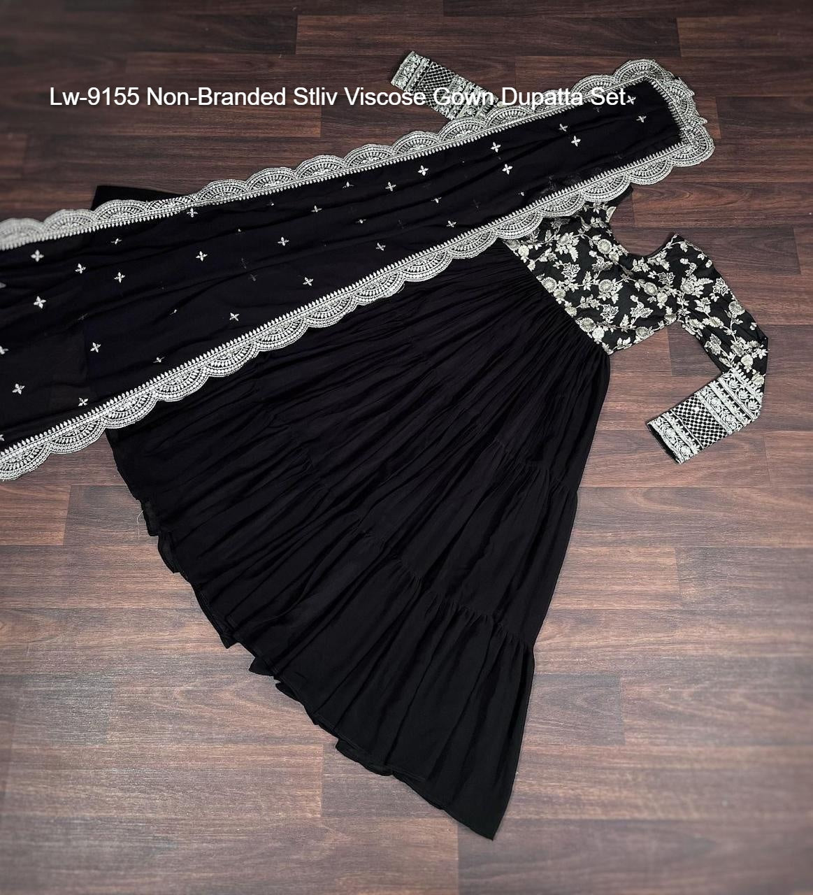 Lw-9155 Non-Branded Stliv Viscose Gown Dupatta Set