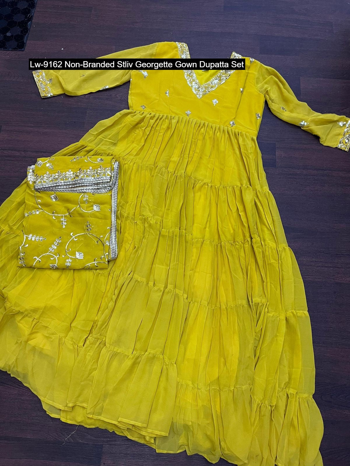 Lw-9162 Non-Branded Stliv Georgette Gown Dupatta Set