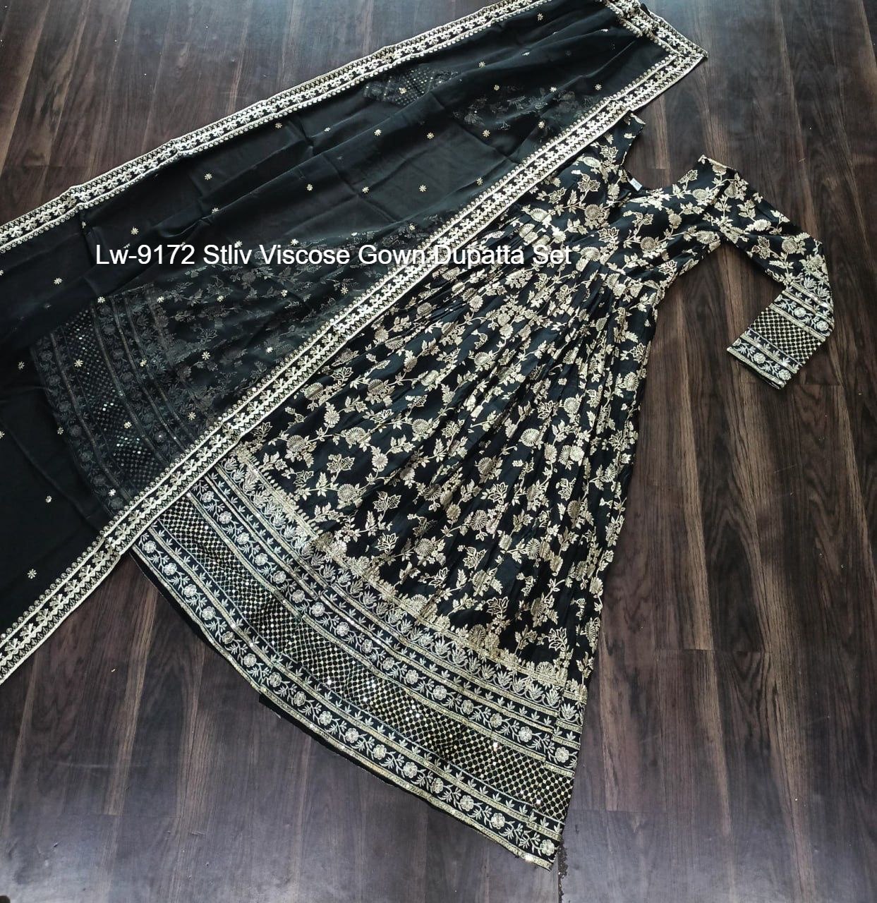Lw-9172 Stliv Viscose Gown Dupatta Set