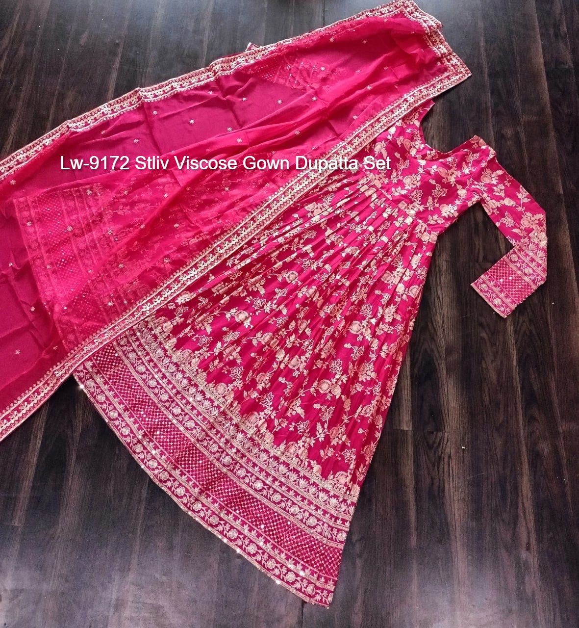 Lw-9172 Stliv Viscose Gown Dupatta Set