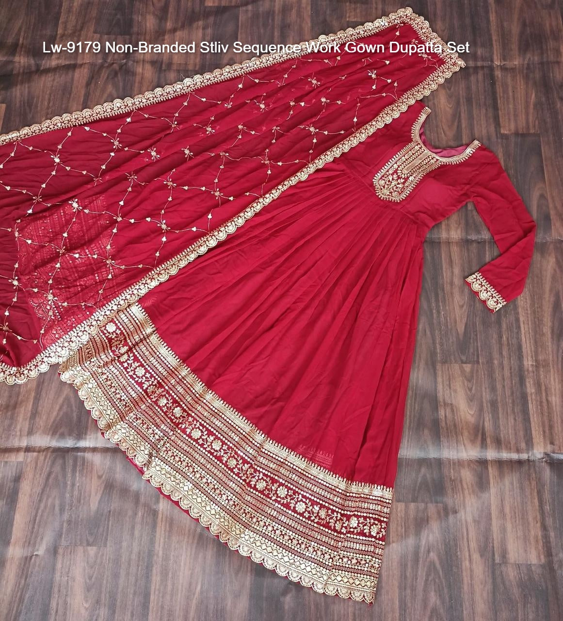 Lw-9179 Non-Branded Stliv Sequence Work Gown Dupatta Set