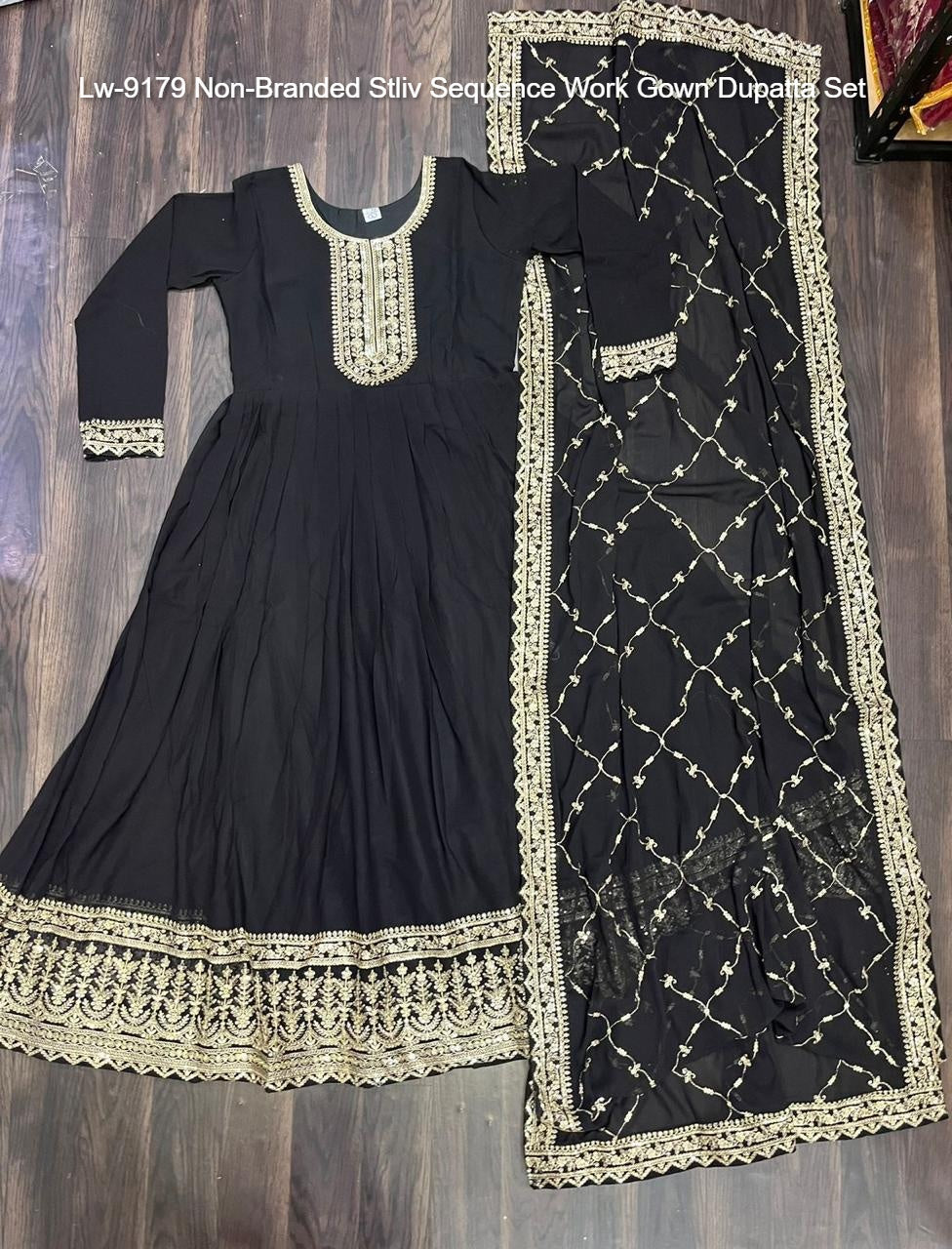 Lw-9179 Non-Branded Stliv Sequence Work Gown Dupatta Set