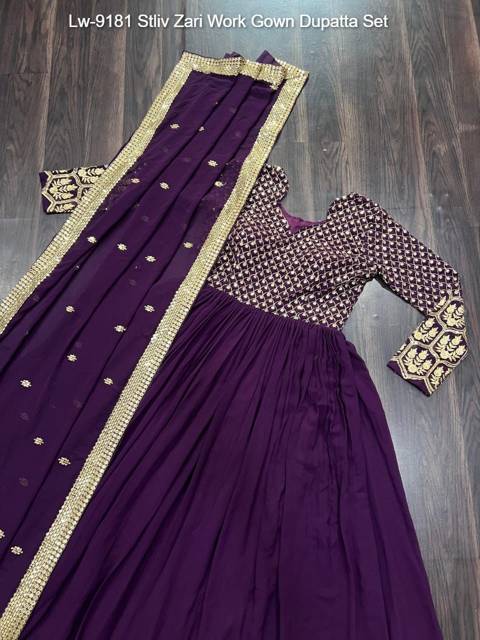 Lw-9181 Stliv Zari Work Gown Dupatta Set