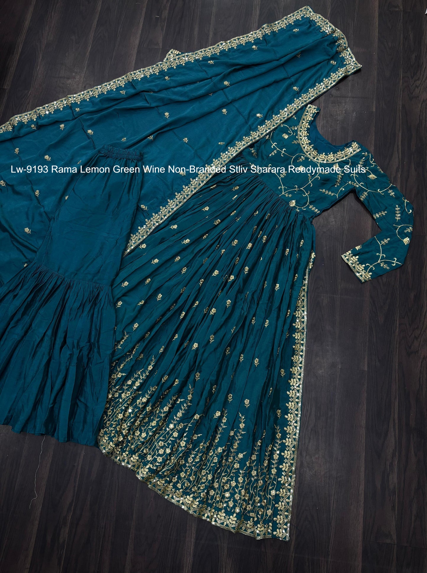 Lw-9193 Rama Lemon Green Wine Non-Branded Stliv Sharara Readymade Suits