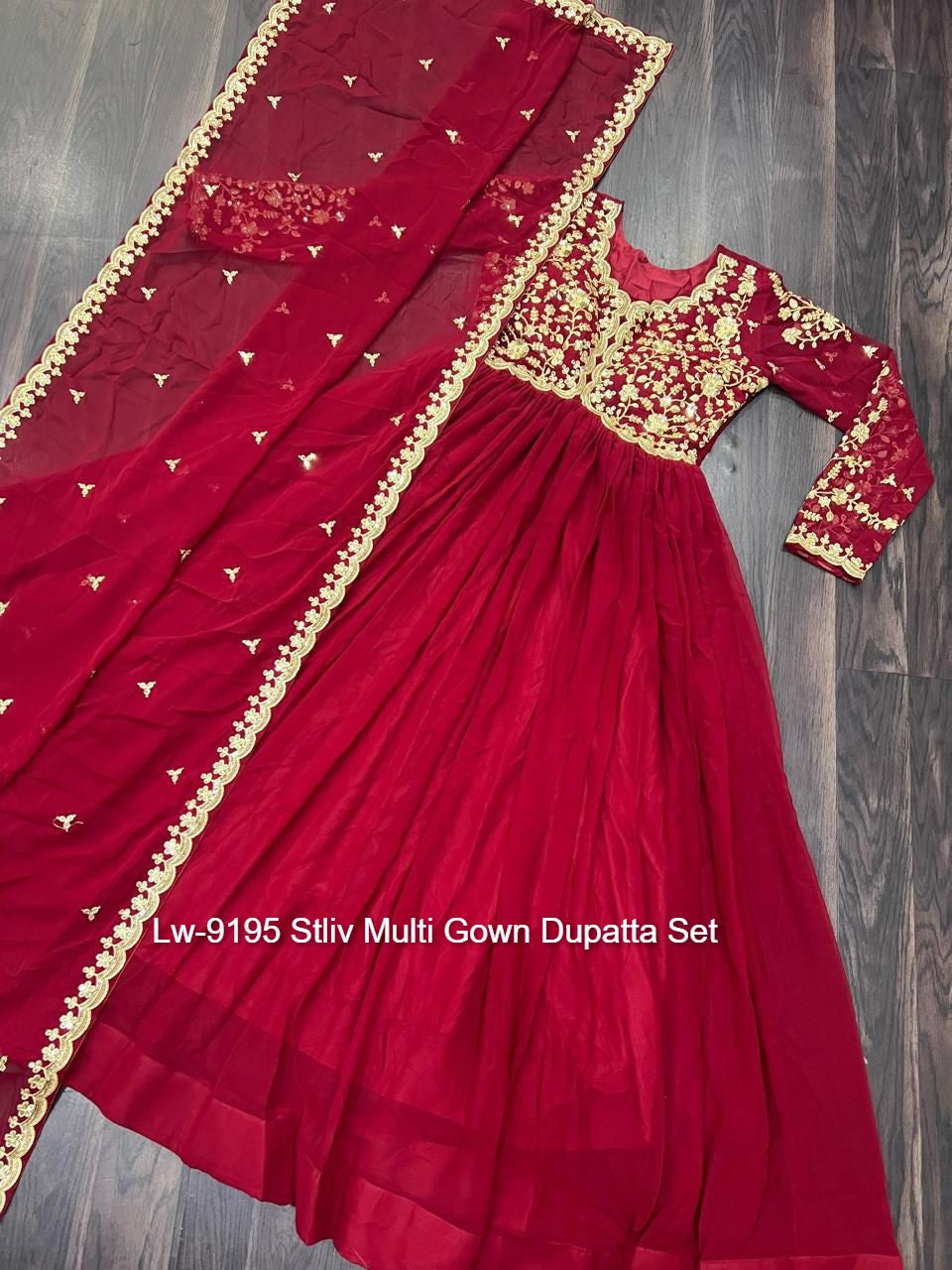 Lw-9195 Stliv Multi Gown Dupatta Set