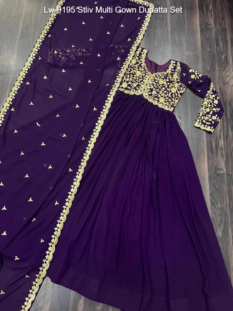 Lw-9195 Stliv Multi Gown Dupatta Set