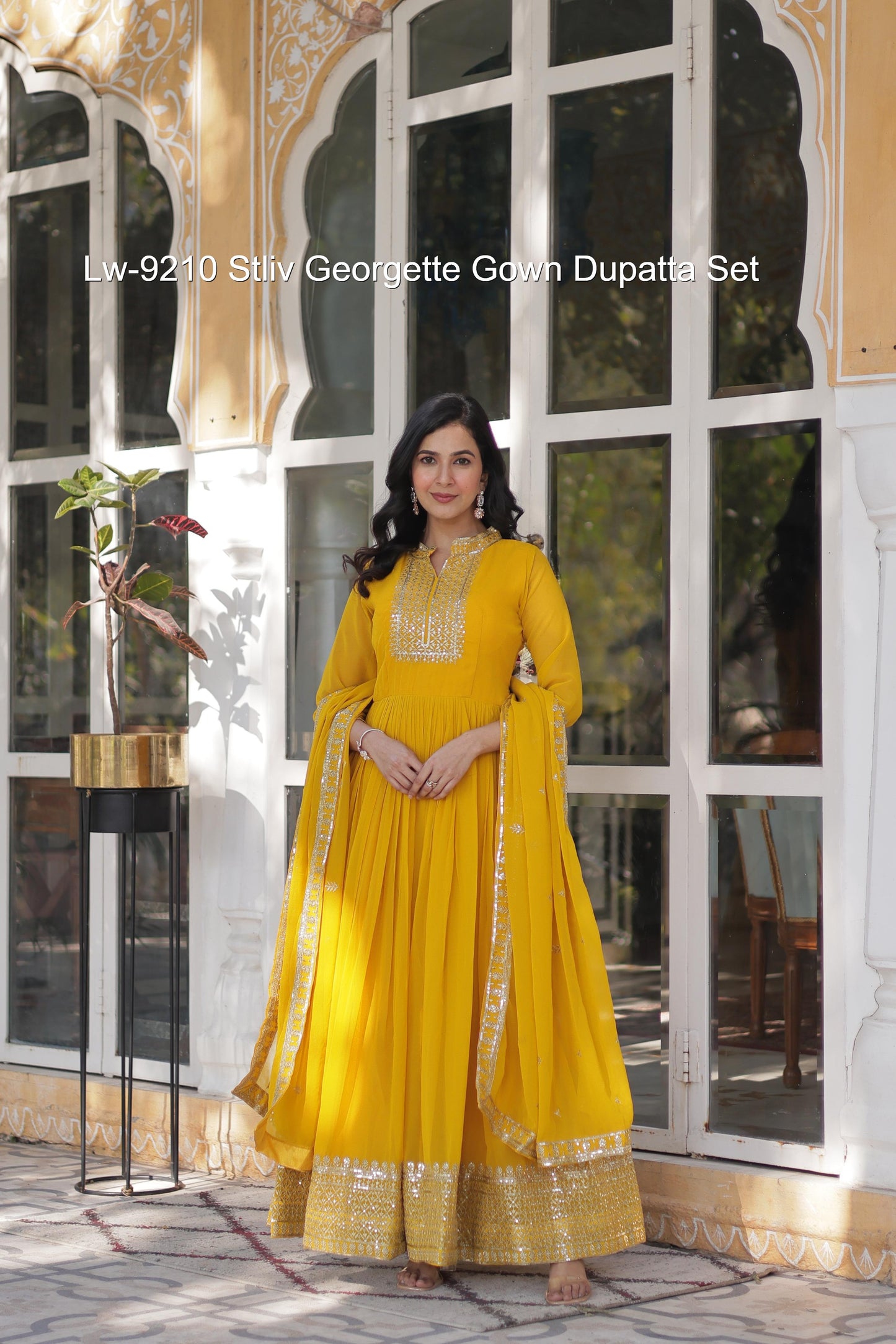 Lw-9210 Stliv Georgette Gown Dupatta Set