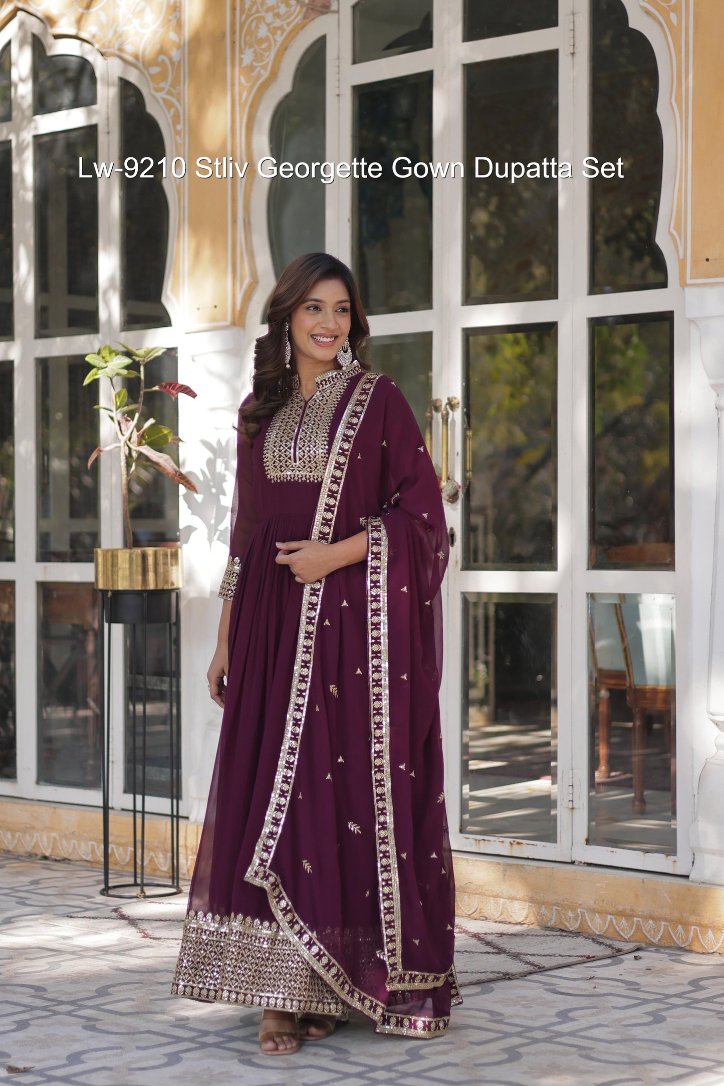 Lw-9210 Stliv Georgette Gown Dupatta Set