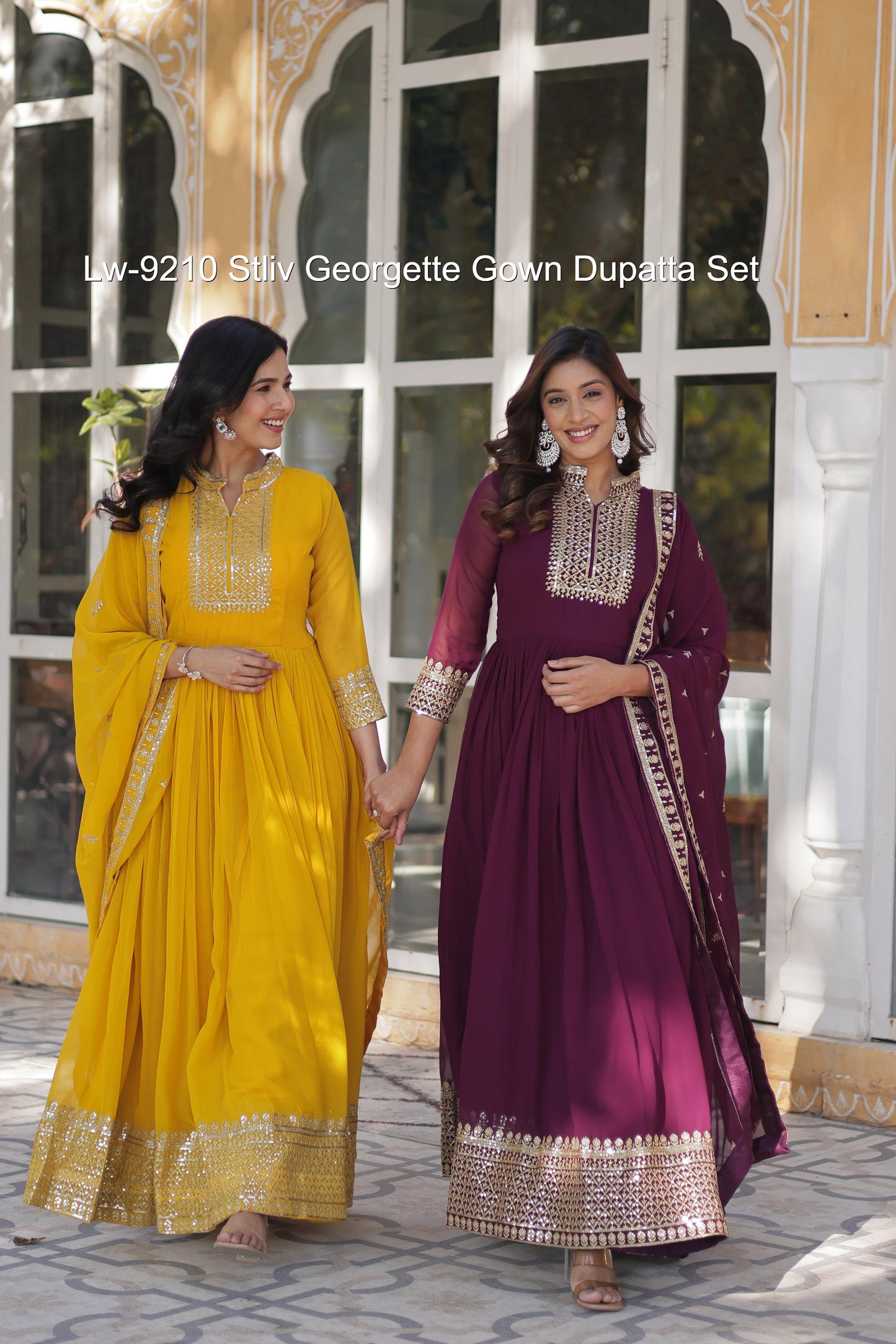 Lw-9210 Stliv Georgette Gown Dupatta Set