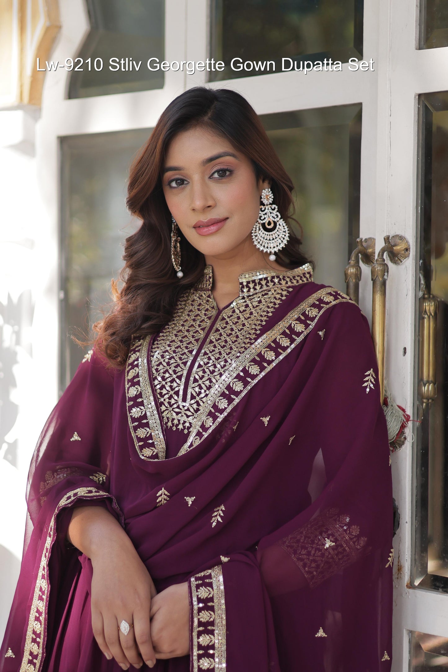 Lw-9210 Stliv Georgette Gown Dupatta Set