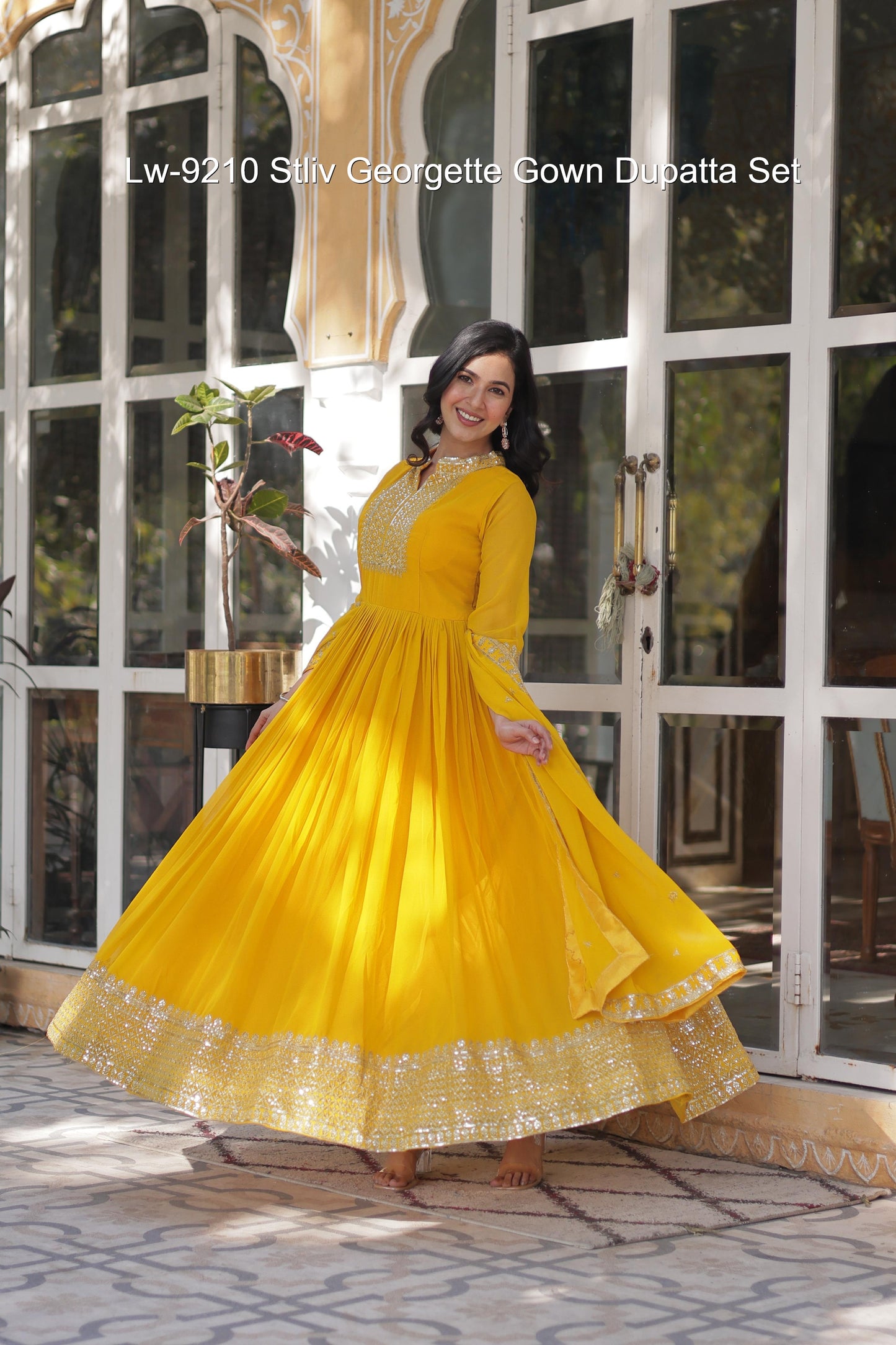 Lw-9210 Stliv Georgette Gown Dupatta Set