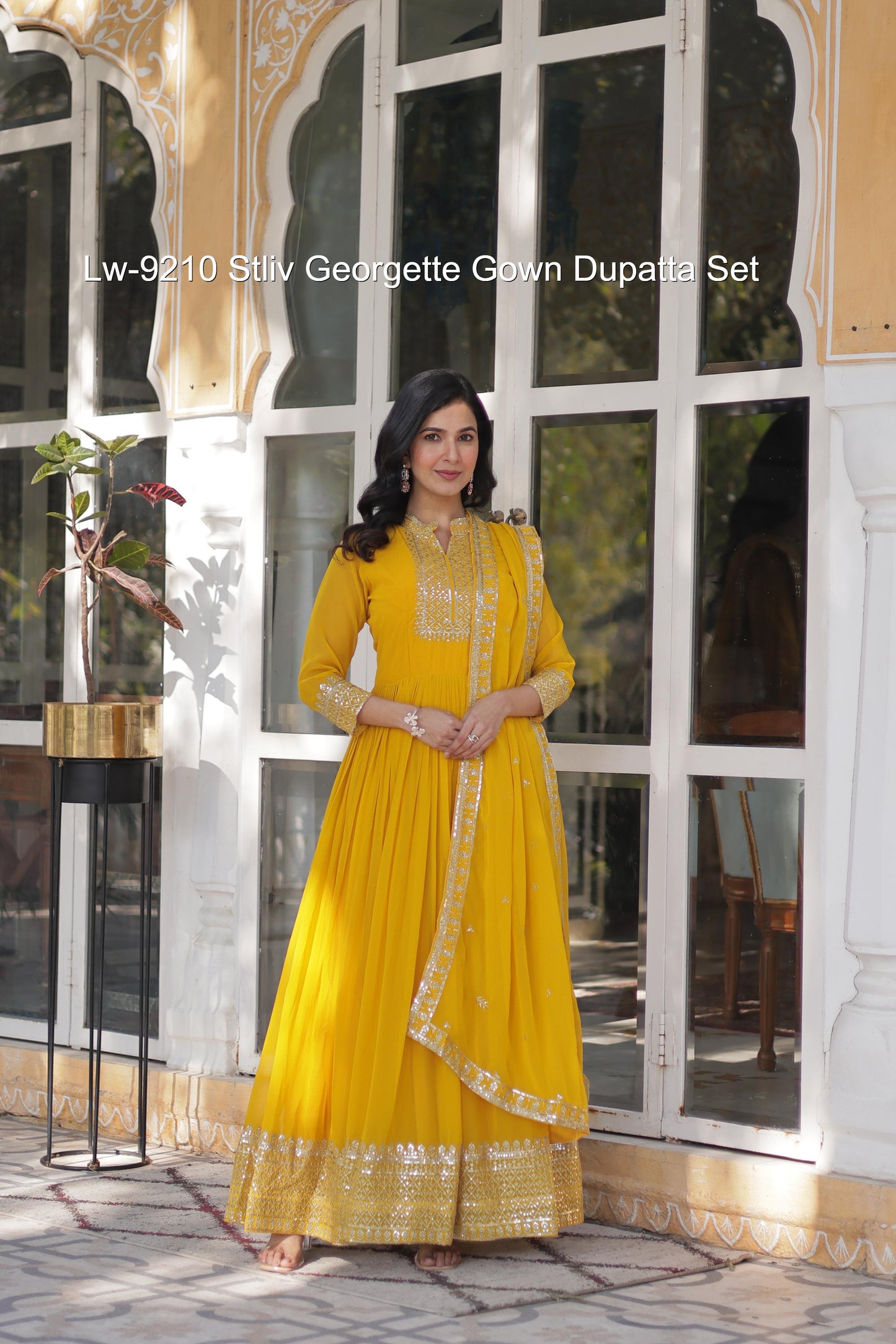 Lw-9210 Stliv Georgette Gown Dupatta Set