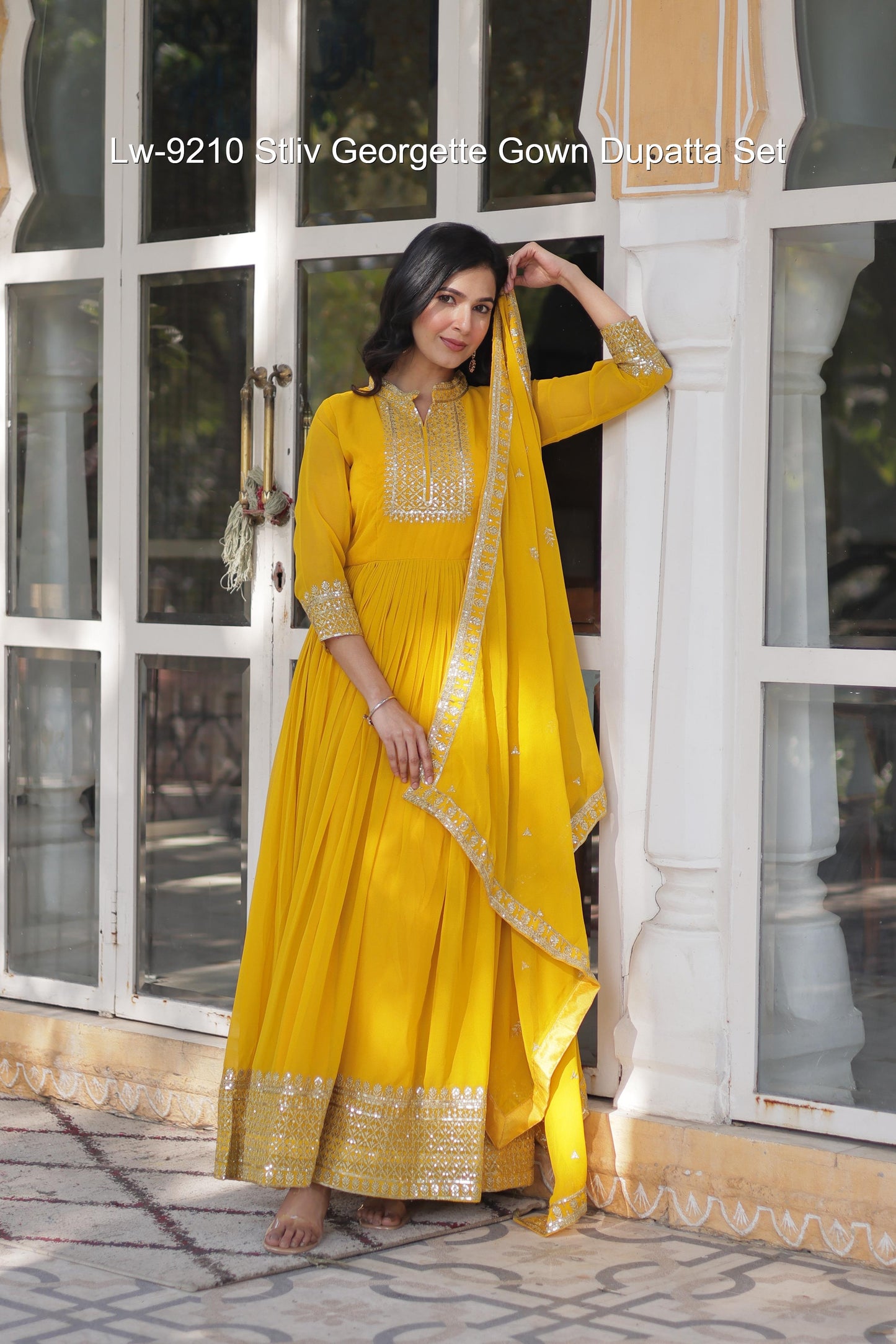 Lw-9210 Stliv Georgette Gown Dupatta Set