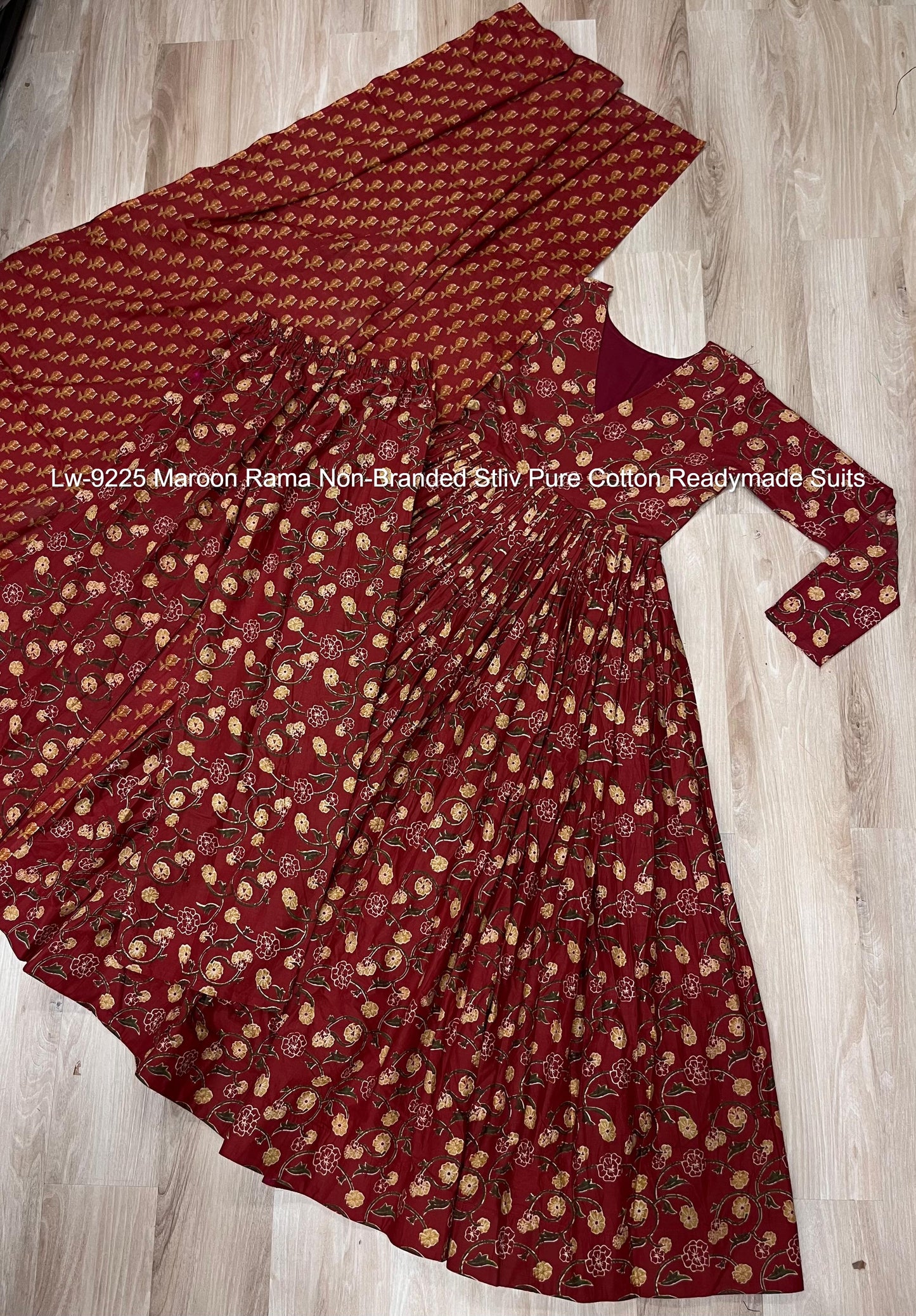 Lw-9225 Maroon Rama Non-Branded Stliv Pure Cotton Readymade Suits