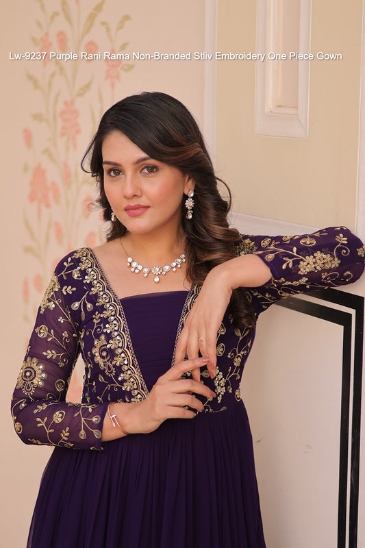 Lw-9237 Purple Rani Rama Non-Branded Stliv Embroidery One Piece Gown